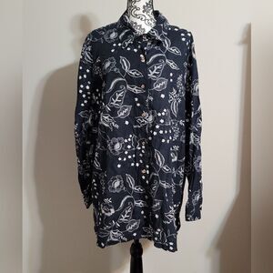 Harve Benard Linen Cotton blend long sleeve button up shirt
